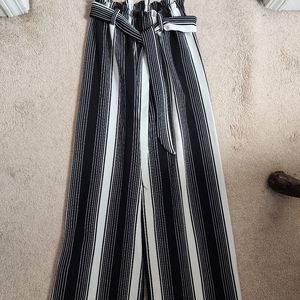 Wide leg Black & White stripped pants